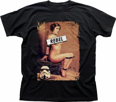 Buy Star Wars Inspired Princess Leia In Bondage REBEL Black Cotton T-shirt OZ9355 • 13.95£