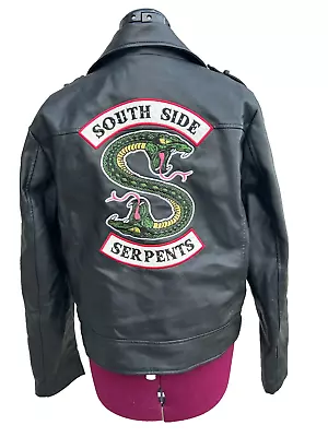 Buy Riverdale South Side Serpents Faux Leather Black Jacket Women's Size 2X • 28.41£