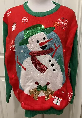 Buy NWT LED Women’s Red & Green Merry Christmas Ugly Christmas Sweater Snowman SZ XL • 21.14£