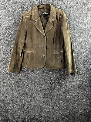 Buy Wallace Sacks Women Jacket 14 Brown Leather Short Regular Button Long Sleeve • 26.99£