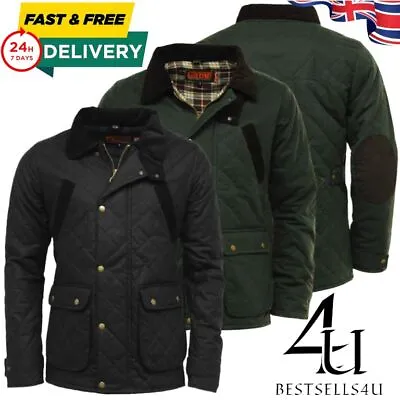 Buy Mens Game Oxford Quilted Wax Jacket Hunting Hiking Shooting Bodywarmer S-2XL UK • 15.88£