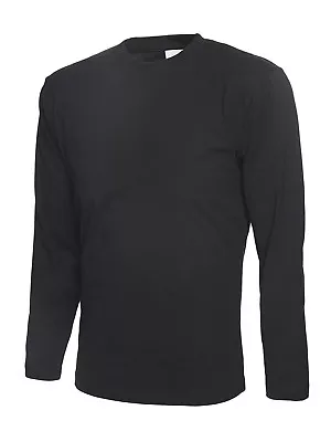 Buy Mens Classic Longsleeve T-Shirt Blank Casual Tee Workwear Quality Round Neck TOP • 6.87£