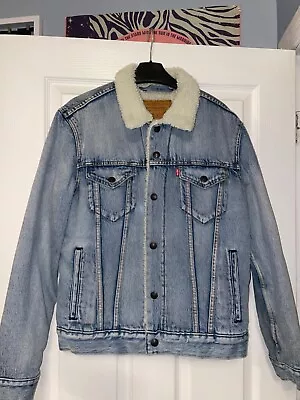 Buy Levis Womens Sherpa Denim Trucker Lined Jacket - Small - Blue Great Condition • 40£