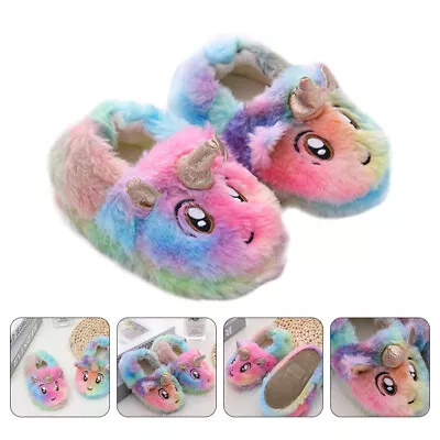 Buy Cotton Slippers Rainbow Unicorn Slippers Kids Winter Slippers Cute Girl Child • 10.56£