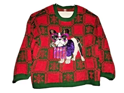 Buy Ugly Christmas Sweater 4XL French Bulldog Holiday Time Pullover Tacky Dogs Beads • 48.04£