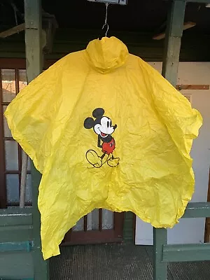 Buy Vintage Disney World Rain Poncho Land Yellow Mickey Mouse Jacket 80's Waterproof • 12.99£