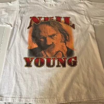 Buy Vtg Neil Young And Crazy Horse Concert T-shirt L HTF White Tour Shirt • 75.78£