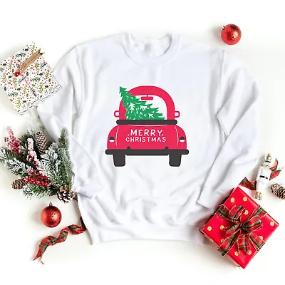 Buy Christmas Car With Tree Design Art Cool Funny Jumper White Unisex Sweatshirt • 15.75£
