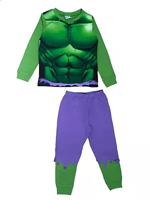Buy Boys Hulk Pyjamas Muscle Suit Fancy Dress Up World Book Day Green Size 2-8 Years • 7.49£