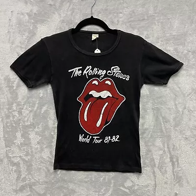 Buy Vintage The Rolling Stones T Shirt Womens Small Black Graphic Band Rock Ringer • 18.21£
