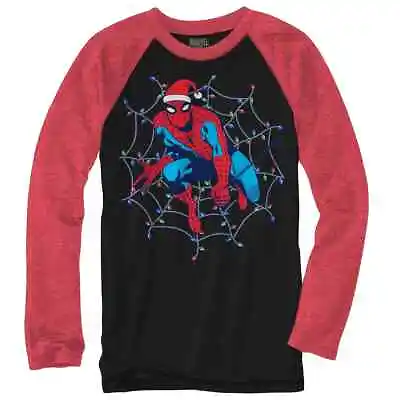 Buy Marvel Boys Black & Red Spider-Man Superhero Long Sleeve Christmas Shirt Large • 14.87£