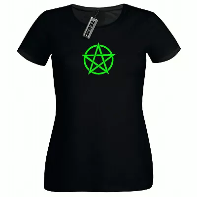 Buy Pentagram T Shirt, Ladies Fitted T Shirt, Green Print Slogan Womens T Shirt • 9.50£