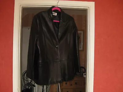 Buy Ladies Black Real Leather Jacket Size 20 • 45£