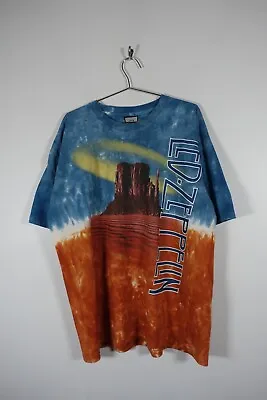 Buy Vintage Led Zeppelin Liquid Blue Tie Dye Graphic T Shirt Single Stitch Mens XL  • 109.99£