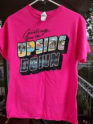Buy Stranger Things Unisex Medium Pink Greetings From The Upside Down T-Shirt • 9.39£