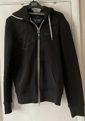 Buy Armani Jeans Black Hoody Bomber Jacket Size S Zipped Closure Two Zipped Pockets • 15£