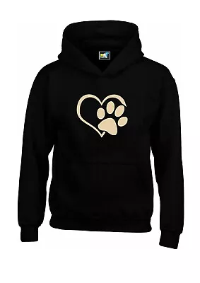 Buy Paw Print Heart Hoodie Hoody Animal Lover Gift Cat Dog Pets Heart Design Jumper • 17.99£