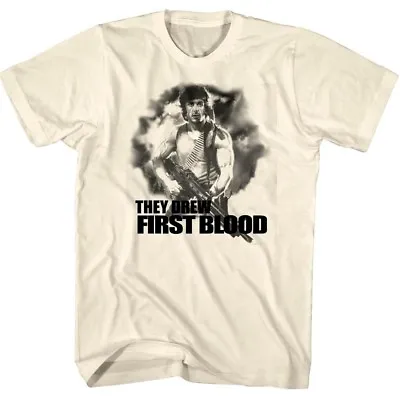 Buy Rambo They Drew First Blood Mens T Shirt Gun Action Movie Sylvester Stallone Top • 23.65£
