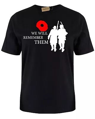 Buy We Will Remember Mens T Shirt  S -XXXL  Remembrance Day Poppy Soldier War • 10.99£