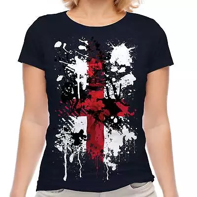 Buy England St George Cross Abstract Print Ladies T-shirt Top English Flag Georges • 9.95£