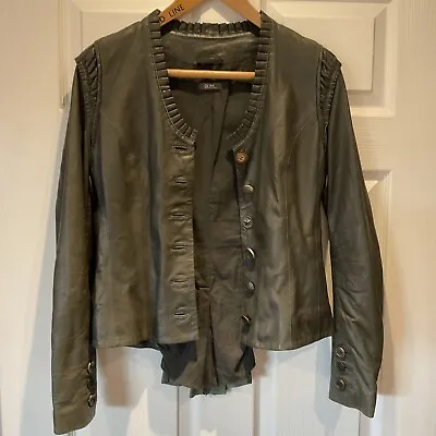 Buy Grain De Malice Leather Jacket Olive Dark Green Quirky Boho Steampunk Size S • 65£