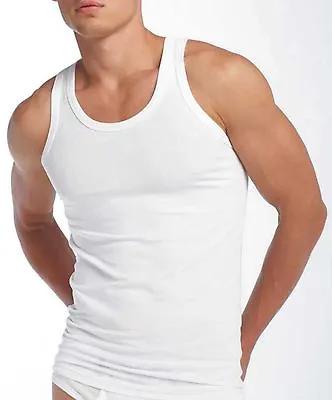Buy Men's Sleeveless Vest Summer Tank Top Gym Training T-Shirt Cotton Vests White  • 10.99£