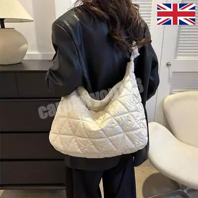 Buy Women All-Match Bag Quilted Puffer Tote Bag Hobo Bag Shopping Bag (Beige) * • 10.19£