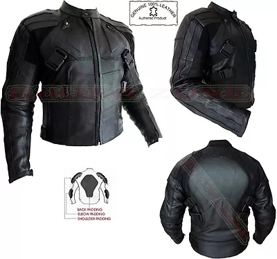 Buy Deadpool Style Mens Black Armoured Motorbike Motorcycle Leather Jacket • 101.99£