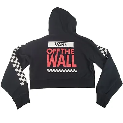 Buy VANS Women's Crop Zipper Hoodie Sz M Checkboard Print Arms Off The Wall • 28.41£