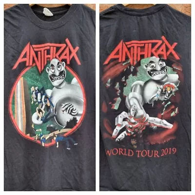 Buy Official Anthrax 2019 T Shirt World Tour Rare Queen Inspired Print Backprint MED • 29.99£