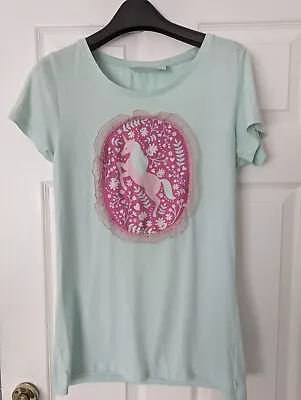 Buy Super Soft T-shirt Embroidered With Unicorn And Lace, Handmade Boutique Tee Size • 10£