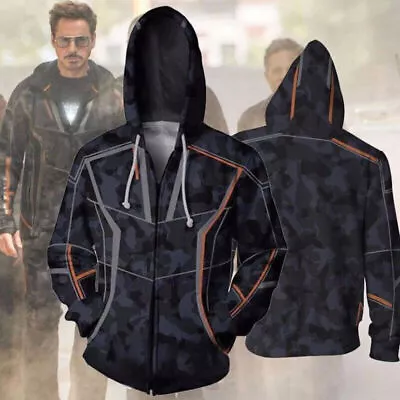 Buy Men Superhero Avengers 4 Endgame Tony Stark Hooded Hoodie Tops Sweatshirt Jacket • 24.41£