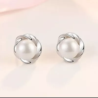 Buy Simple Temperament Faux Pearl Ladies Stud Earrings Jewellery Gift Elegant Design • 2.94£
