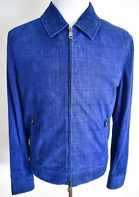 Buy $6730 BRIONI Blue Thin Soft Perforated Suede Jacket Coat Size 56 Euro 46 US • 1,653.71£