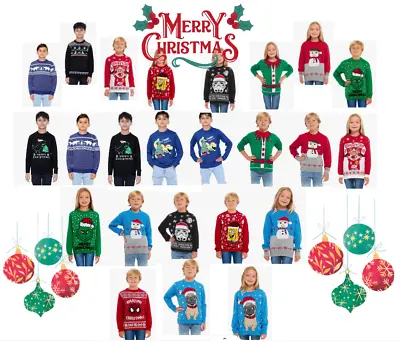 Buy Kids Childrens Boys Girls Xmas Christmas Winter Jumper Sweater Knitted Ho Size • 12.80£