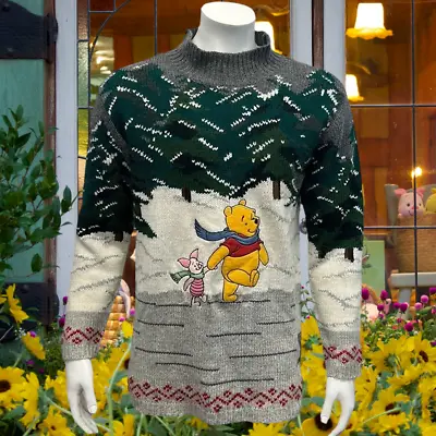 Buy Vintage The Disney Store Winnie The Pooh Snowy Days Wool Blend Sweater Size MD • 66.30£