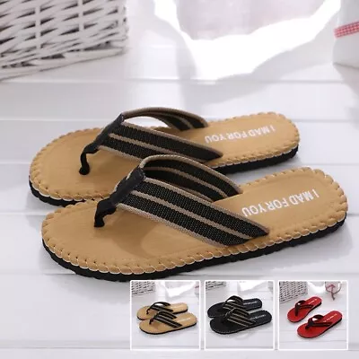 Buy Trendy Men's Flip Flops Slippers Stylish Summer Beach Sandals Shoes (Red) • 12.84£