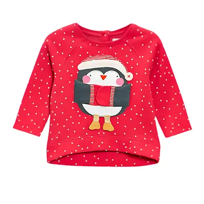 Buy Next Girls Christmas Top Jumper Penguin Baby 3-6 Months BNWT Interactive • 11£