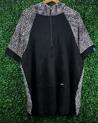 Buy Nike Women  N7 Hoodie Poncho Quarter Zip Short Sleeve Zebra Pattern Size XL • 18.30£