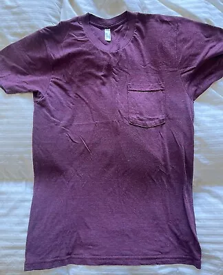Buy American Apparel Pocket T Shirt Burgundy Medium Mens   • 0.99£
