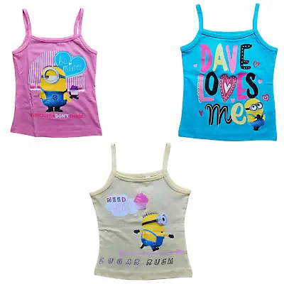 Buy Girls Minions T-shirt Summer T-shirts Sleeve Less • 6.45£