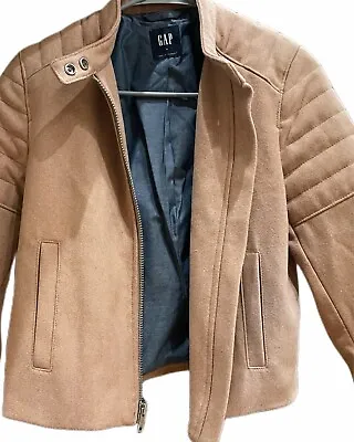 Buy “ Retro Gap Women’s Wool Blend Bomber Style Beige Moto Jacket Unworn Size Small” • 8.69£