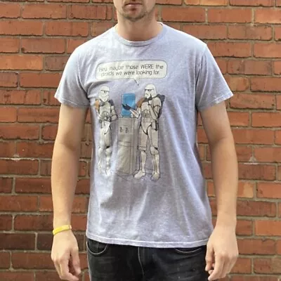 Buy Grey Star Wars TShirt Men's Size Large Retro Style Round Neck Printed Tee Shirt • 14.99£