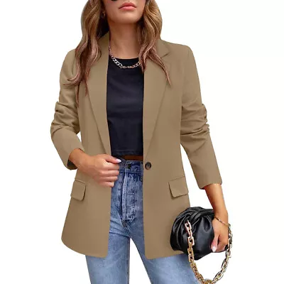 Buy Women Business Jackets Long Sleeve Blazer Ladies Open Front Work Casual Plain • 16.99£