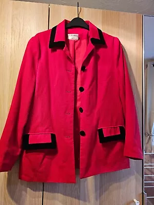Buy Ladies Deep Red And Black Jacket Size UK14 • 5£