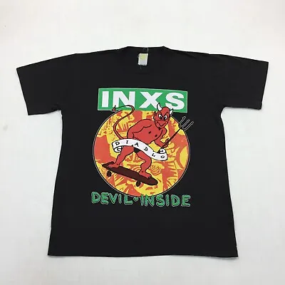 Buy Vintage 1988 INXS Band Devil Inside Tour T Shirt Single Stitch Black (M) • 54.99£