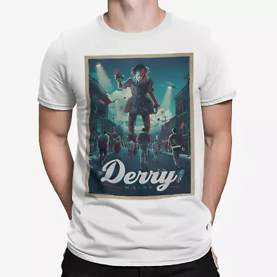 Buy Pennywise T-Shirt Derry Poster  Movie Tee Film Classic Retro 80s 90s Halloween  • 5.99£