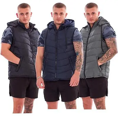 Buy Men Bodywarmer Padded Lined Quilted Sleeveless Hooded Gilet Vest Jacket S To XXL • 16.95£