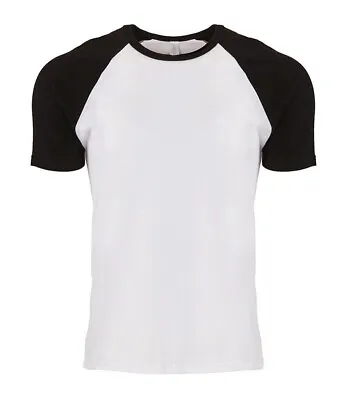 Buy Mens Next Level Contrast Raglan Sleeve Baseball T-Shirt. White/Black XXL. A2648. • 3.75£