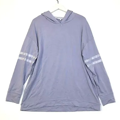 Buy Pj Harlow Destiny Oversized Satin Stripe Hoodie Pullover Lavender Purple Small • 18.83£